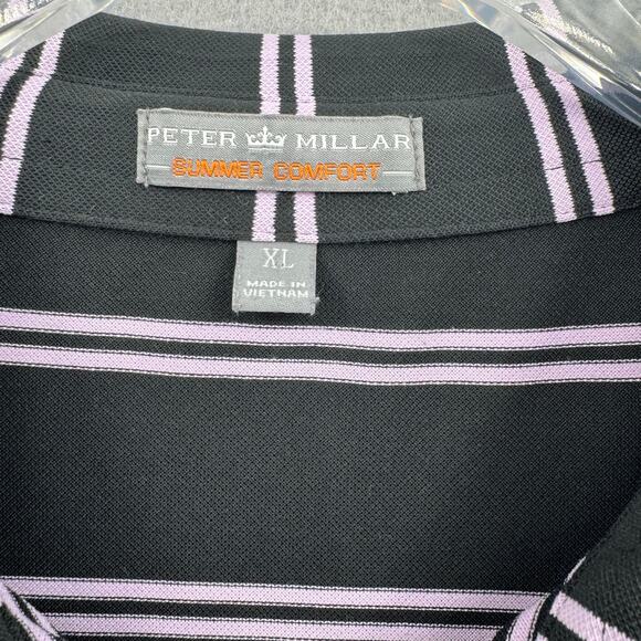 Peter Millar Summer Comfort Black Lilac Stripe Short Sleeve Performance Polo - Picture 5 of 7